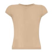 T-shirt met ronde hals en korte, transparante mouwen Rick Owens , Beig...