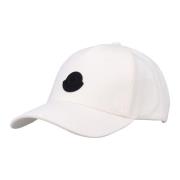 Witte Baseballpet met Zwarte Patch Moncler , White , Heren