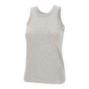 Mouwloze Grijze Top met Geribbelde Zoom Loulou Studio , Gray , Dames