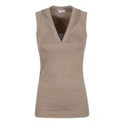 Mouwloze Malachiet Top Naakt Neutrals Brunello Cucinelli , Beige , Dam...