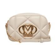 Gewatteerde Witte Schoudertas met Gouden Accenten Love Moschino , Whit...