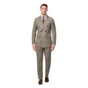 Prince of Wales Check Zuiver Wol Pak Boggi Milano , Beige , Heren