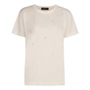 Katoenen Crew-neck T-shirt met Rhinestones Fabiana Filippi , White , D...