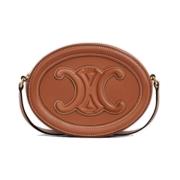 Ovale Triomphe Leren Crossbody Tas Celine , Brown , Dames