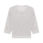 Paillet Sweater Licht Grijs Crew Neck Peserico , Gray , Dames