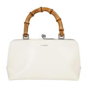 Mini leren tas met metalen afwerking Jil Sander , White , Dames