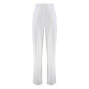 Satin Straight-leg Broek met Zakken Elisabetta Franchi , White , Dames