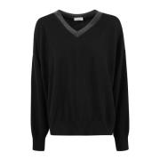 V-hals top in verschillende maten Brunello Cucinelli , Black , Dames