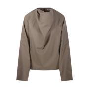 Khaki Gedrapeerd Wollen Top Róhe , Beige , Dames