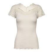 Elegante Kant Top Wit Rosemunde , White , Dames