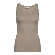 Vrouwelijke Zijden Rand Top Laurel Oak Rosemunde , Beige , Dames