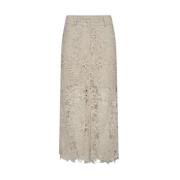 Elegante Kanten Rok met Voor Split Copenhagen Muse , Beige , Dames