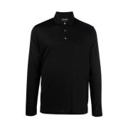 Stretch Lange Mouw Polo Shirt Emporio Armani , Black , Heren