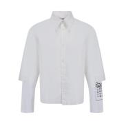 Gelaagde Mouw Katoenen Shirt met Monogram MM6 Maison Margiela , White ...