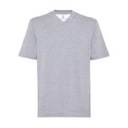 Grijze V-hals T-shirts en Polos Brunello Cucinelli , Gray , Heren