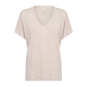 Franse Eik V-hals T-shirt Part Two , Brown , Dames