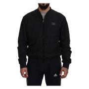 Zwarte Nylon Logo Bomber Jas Dolce & Gabbana , Black , Heren