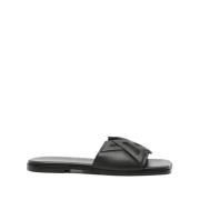 Zwarte Leren Sandalen Vierkante Open Neus Vic Matié , Black , Dames