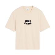 Beige Crew Neck T-shirts en Polos Ami Paris , Beige , Dames