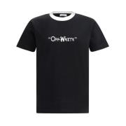 Monogram Quote T-Shirt met Geribbelde Crew Neck Off White , Black , He...