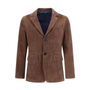 Suede Blazer Jas met Klassieke Revers PS By Paul Smith , Brown , Heren