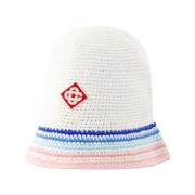 Gestreepte Katoenen Beanie in Wit Casablanca , White , Unisex