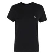 Casual Katoenen T-shirt Polo Ralph Lauren , Black , Dames