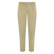 Slim Katoenen Gabardine Broek Beige PT Torino , Beige , Heren