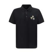 Geborduurd Logo Polo Shirt Fendi , Black , Heren