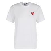 Rood Hart T-shirt Comme des Garçons Play , White , Dames