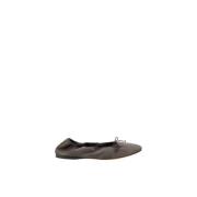 Satin ballerina's met strik en elastische hiel The Row , Gray , Dames