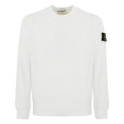 Witte Biologisch Katoen Logo Sweater Stone Island , White , Heren