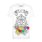 Casual Katoenen T-Shirt Philipp Plein , White , Heren