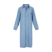 Denim Doorknoopjurk Zusss , Blue , Dames