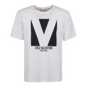 Zwart Logo Print Crew Neck T-Shirt Valentino Garavani , White , Heren