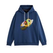 Applique Hoodie Sweatshirt Scotch & Soda , Blue , Heren