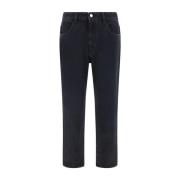 Straight Denim Broek met Leren Patch Givenchy , Black , Heren