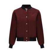 Teddy Wollen Jas met Drukknoopsluiting Maison Kitsuné , Red , Dames