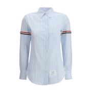 Gestreepte Shirt met Klassieke Kraag Thom Browne , Blue , Dames