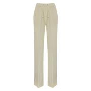 Zijden Rechte Pijp Broek Room Herno , Beige , Dames