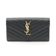 Pre-owned Leather wallets Yves Saint Laurent Vintage , Black , Dames