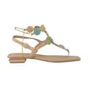 Rhinestone Enkelband Platte Sandalen Alma EN Pena , Beige , Dames