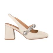 Vierkante hak damesschoenen met strass detail Alma EN Pena , White , D...