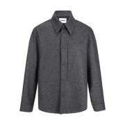 Oversize Wool Julie Classic Collar Shirt Jil Sander , Gray , Heren