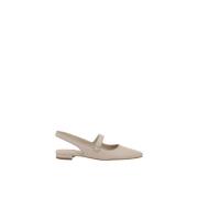 Leren ballerina's met verlengde neus Manolo Blahnik , Beige , Dames