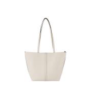 Witte Leren Shopper Tas Dubbel Draag Vanessa Bruno , White , Dames