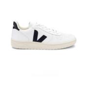 Witte Sneakers met Zwarte V-Detail Veja , White , Heren