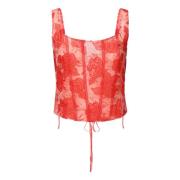 Rode Geborduurde Rozen Top For Love & Lemons , Red , Dames