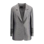 Gestreepte Geborduurde Blazer met Zakken Giorgio Armani , Gray , Dames