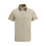 Klassieke Check Polo Shirt met Zijsplitten Burberry , Beige , Heren